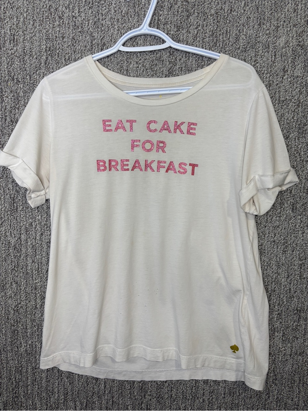 kate spade Short-Sleeve T-shirt Pink Glitter Eat Cake for Breakfast FLAWED